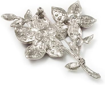 Amazon.co.jp: マゼンタ ディアマンテ フラワー ブローチ (シルバー